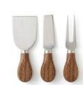 3-Piece Cheese Knife Set - Stainless Steel & Dark Acacia Wood