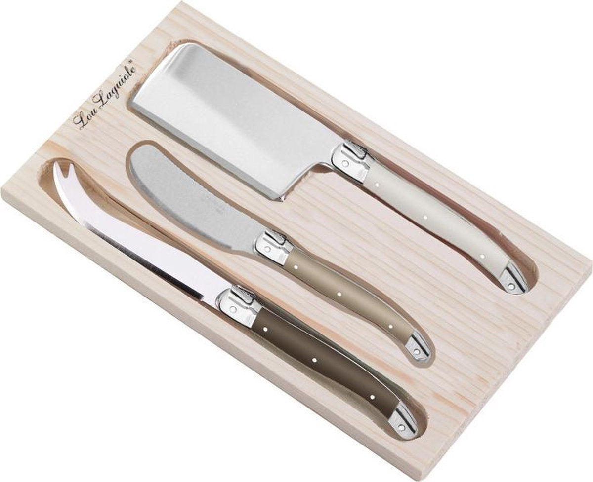 Lou laguiole wooden cheese knife set 3-piece