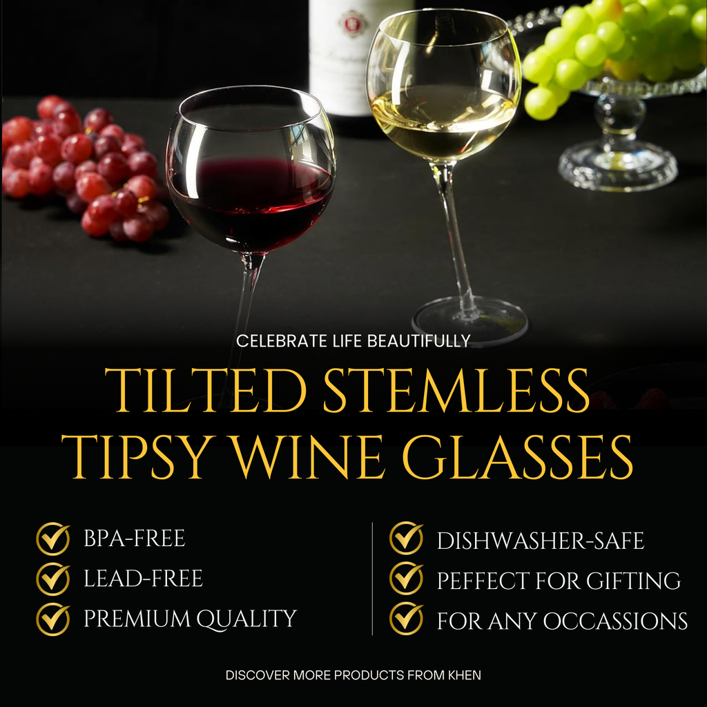 Tipsy Wine Glasses Set Of 2 15 5OZ Unique Tilted Stemless Wine Glasses For Red Or White Wine Funny N