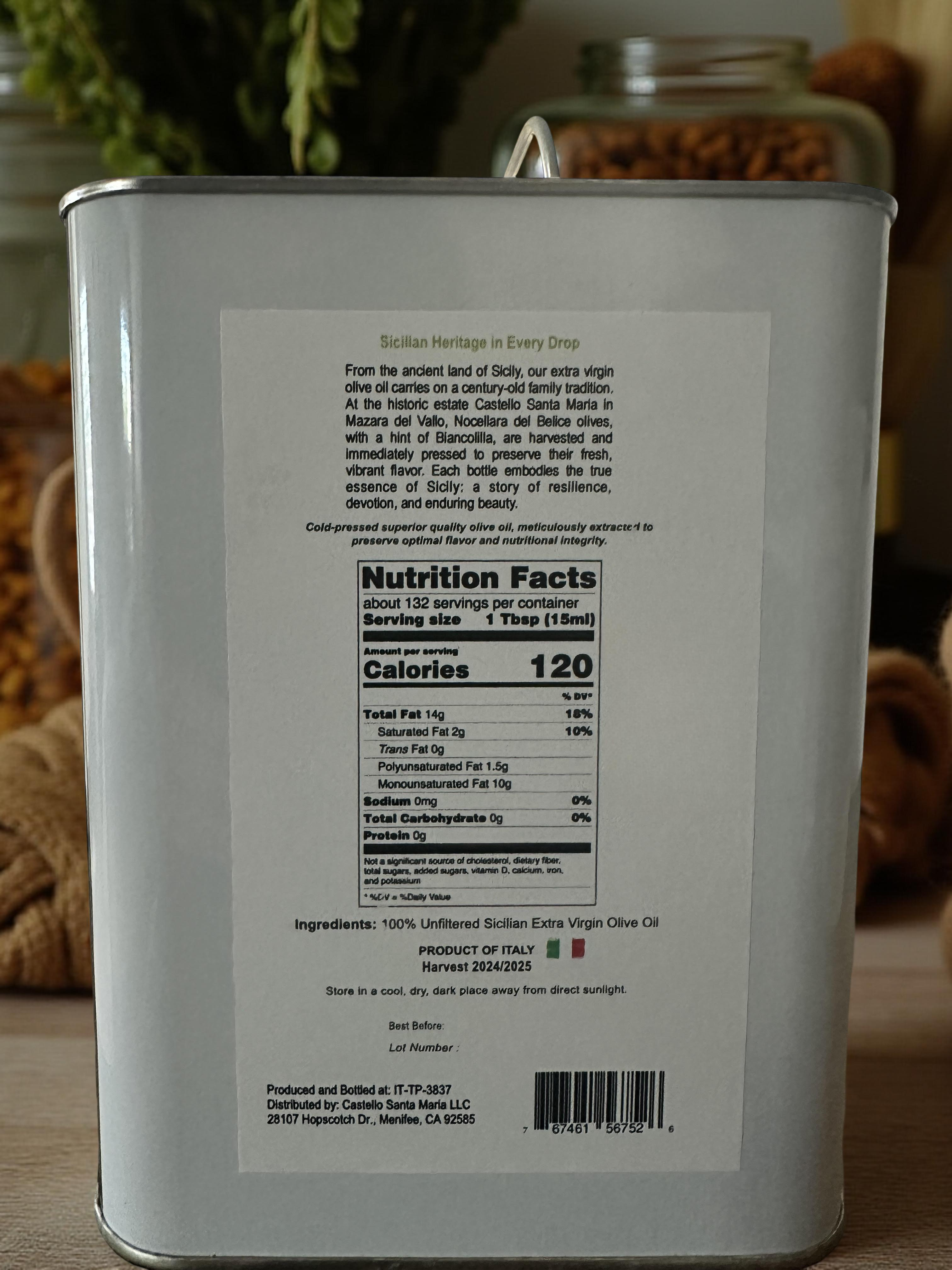 Magnifico Sicilian Extra Virgin Olive Oil Tin/Can | 67.6 oz (2 ltr)