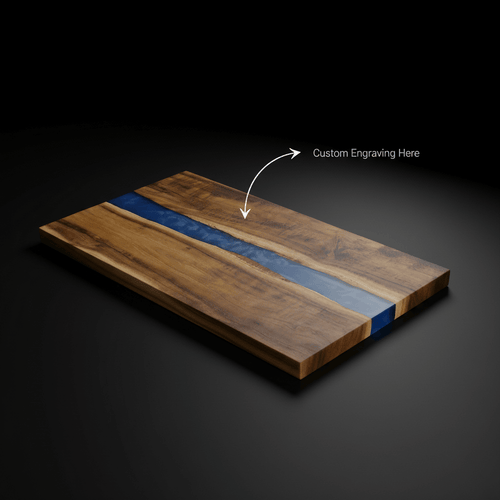 Acacia Wood Serving Board with Blue Pearl Resin | Custom Engraved Charcuterie Board | Personalized Gift for Kitchen & Events