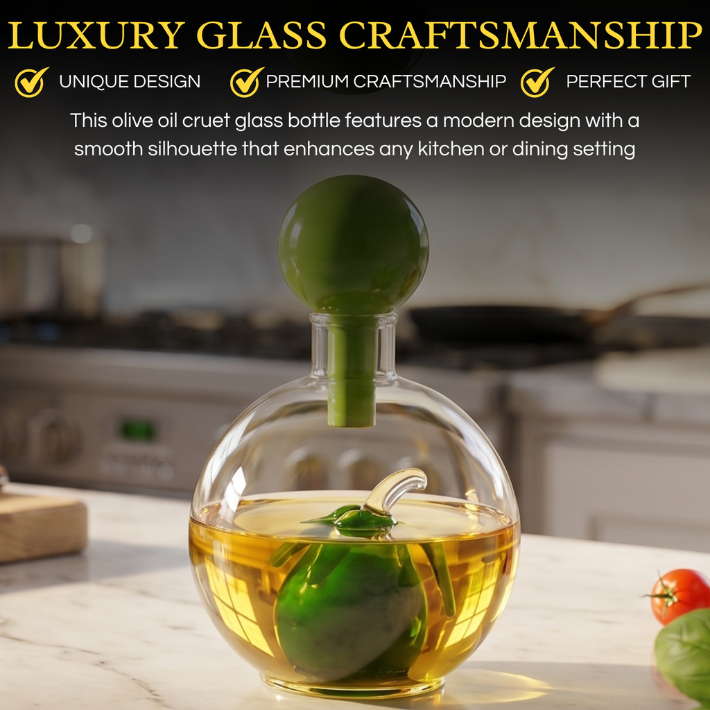 Olive Oil Dispenser Bottle 10OZ Glass Cruet With Glass Olive Drip Free Pour Spout For Cooking Salad