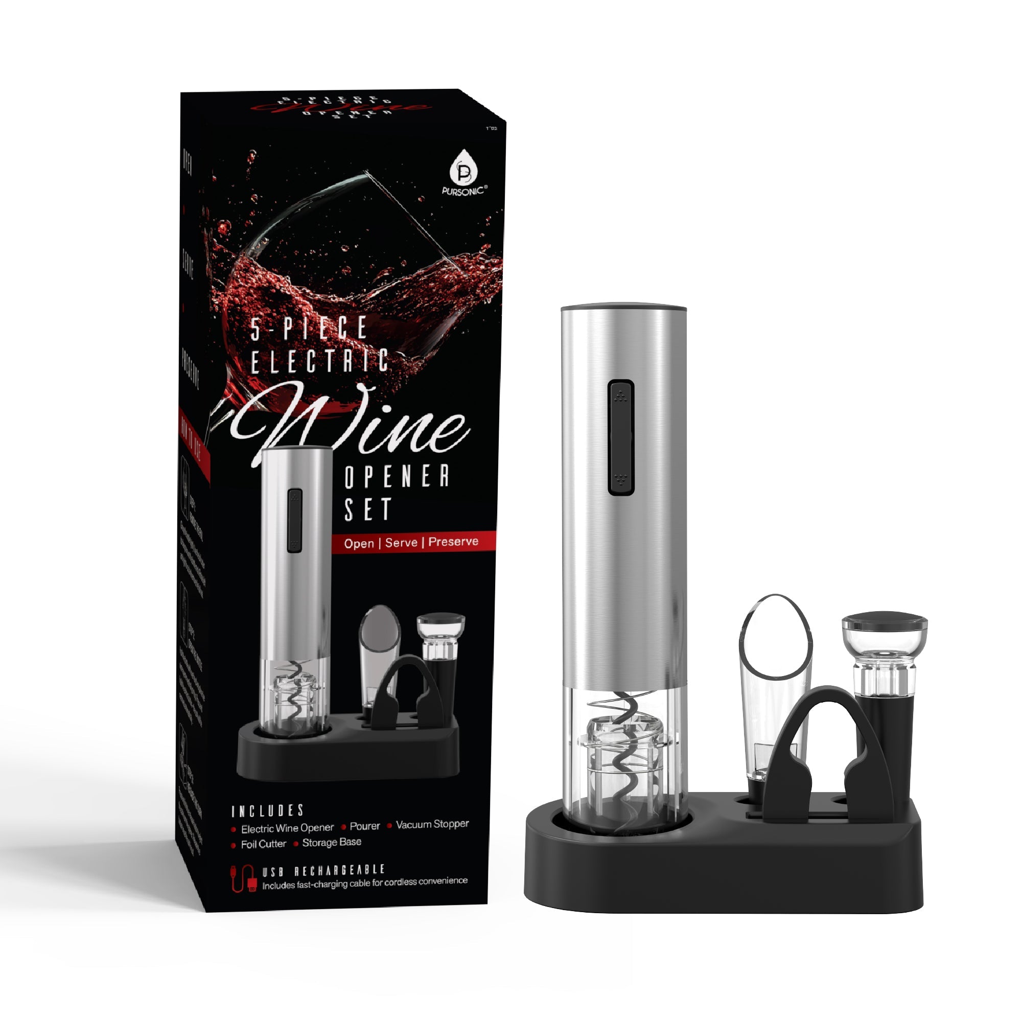 Premium 5-Piece Electric Wine Opener Set