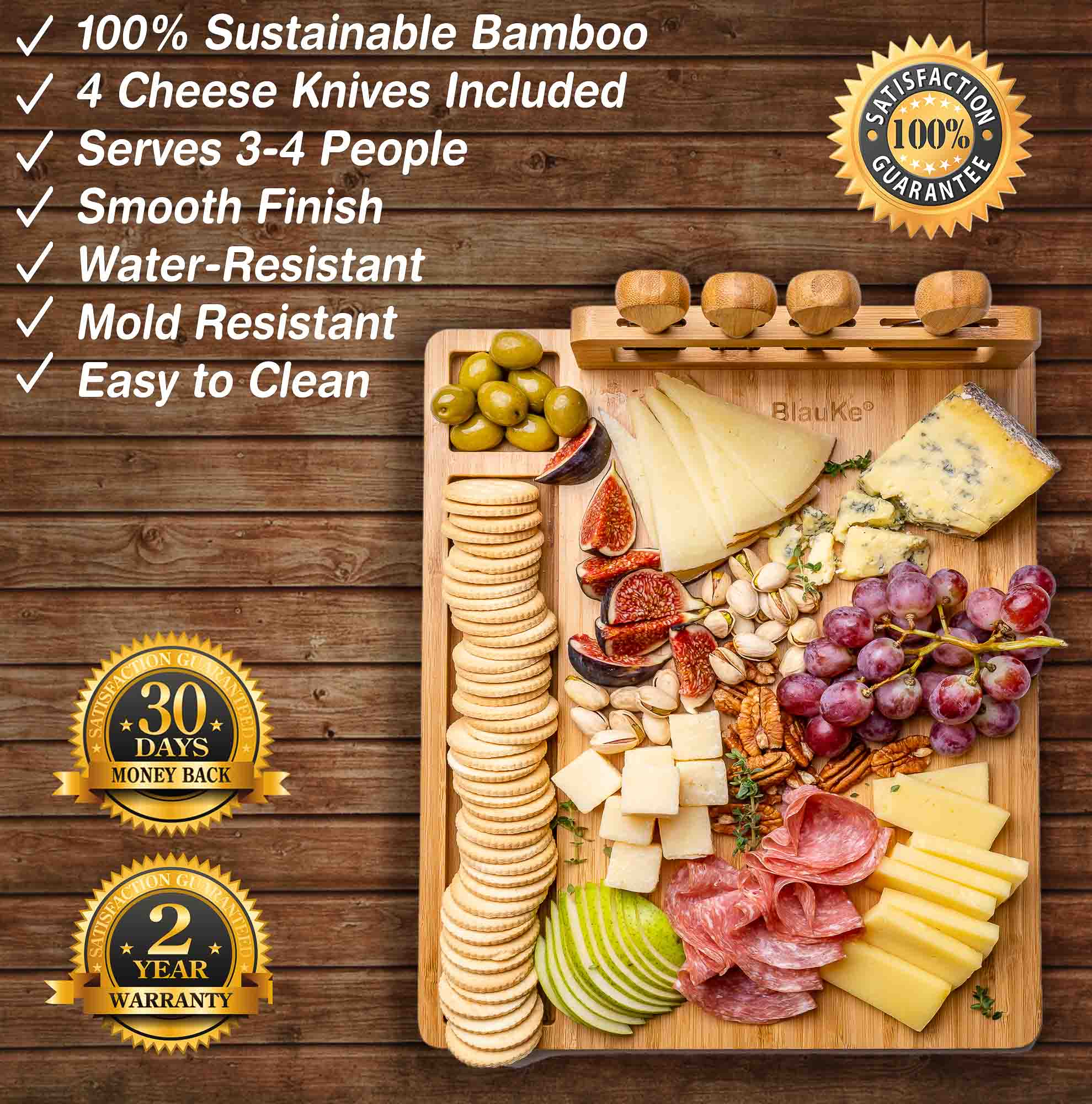 Coastal Bamboo Charcuterie Board Set