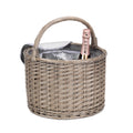 Wicker Round Grey Chiller Picnic Basket