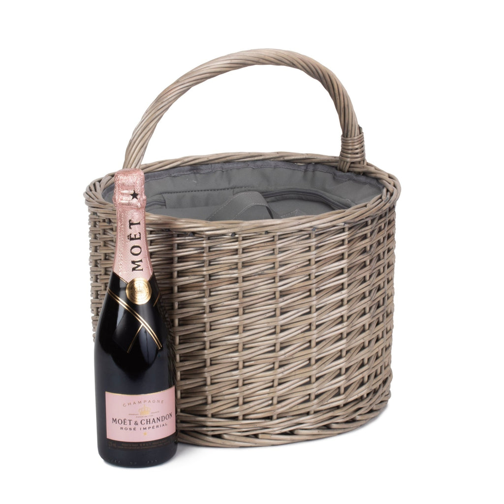 Wicker Round Grey Chiller Picnic Basket