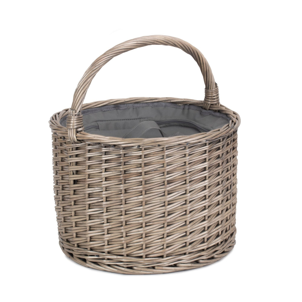 Wicker Round Grey Chiller Picnic Basket