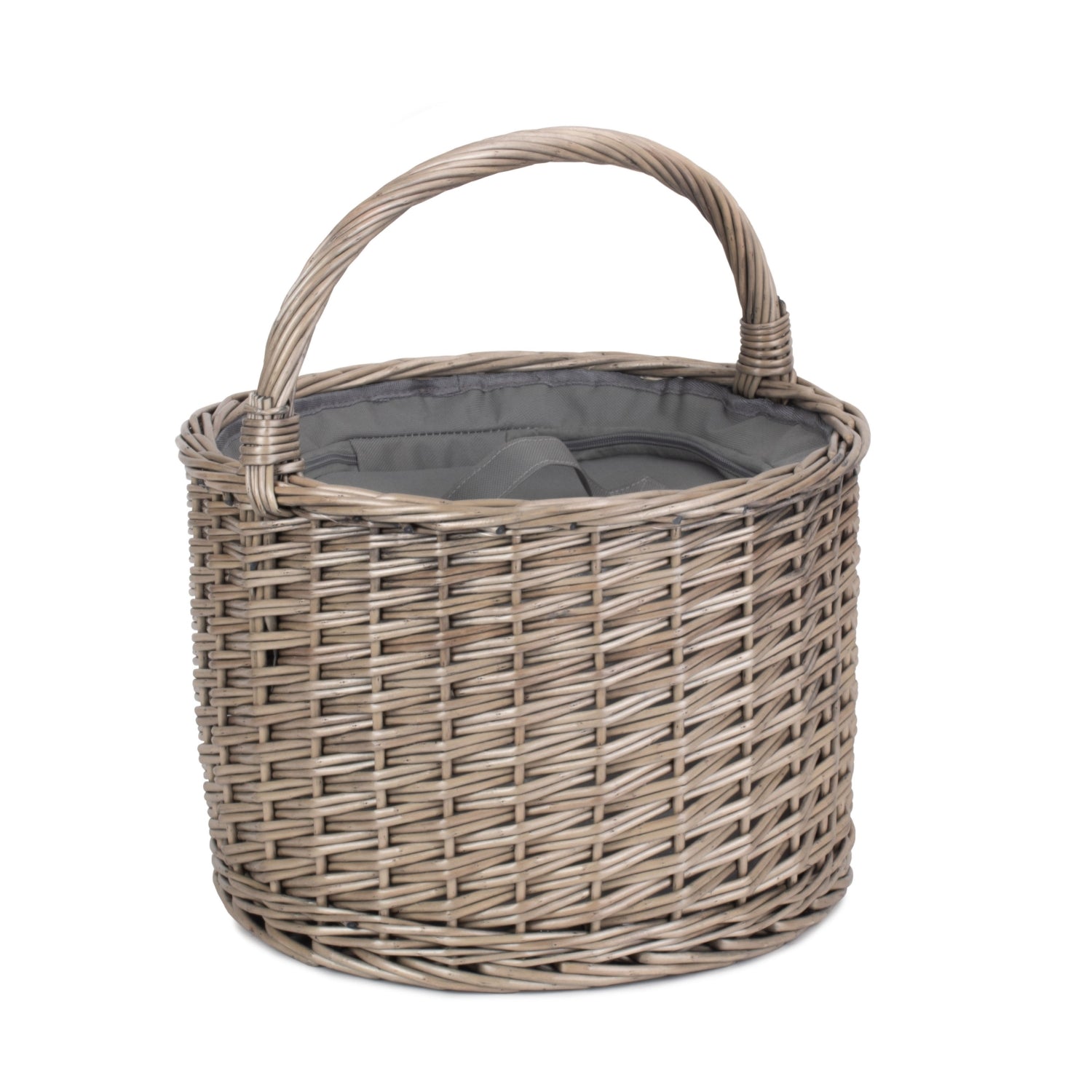 Wicker Round Grey Chiller Picnic Basket