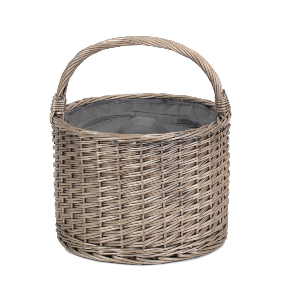 Wicker Round Grey Chiller Picnic Basket
