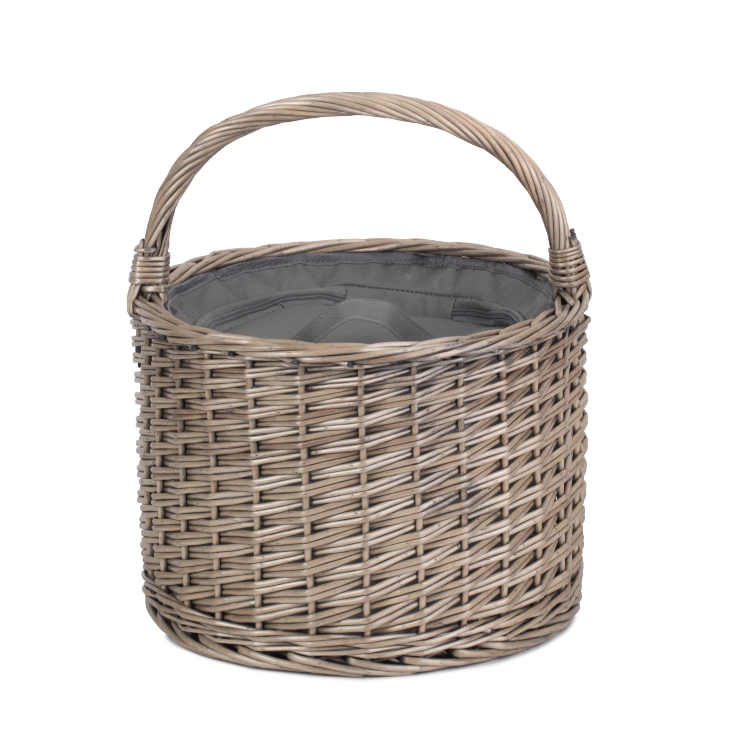 Wicker Round Grey Chiller Picnic Basket