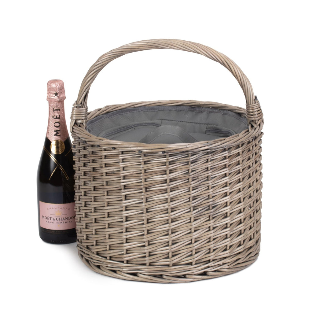Wicker Round Grey Chiller Picnic Basket