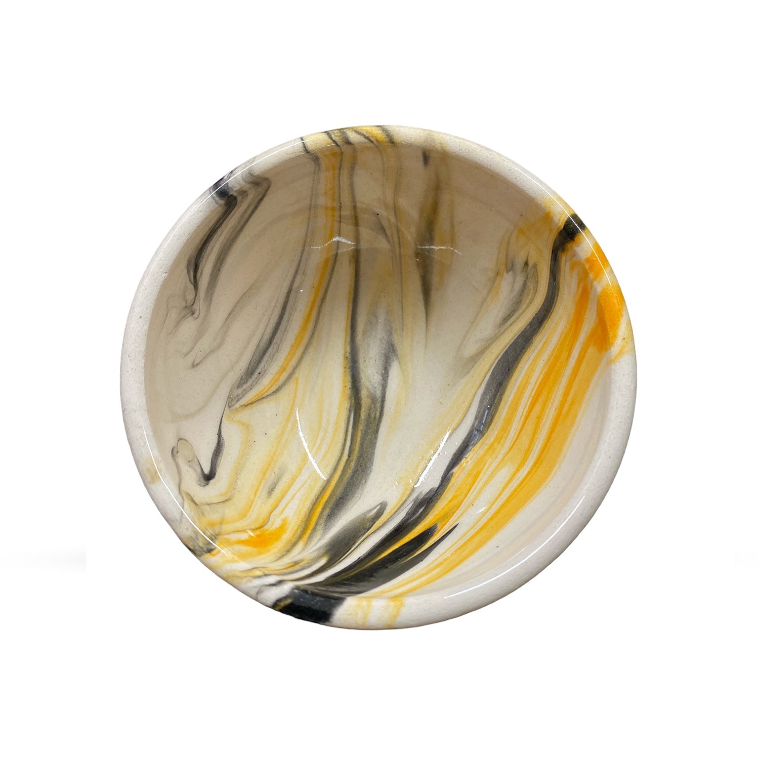 Ceramic Dip Bowl - Colonsay | Mocha, Yellow Marble - 8cm x 5cm Depth