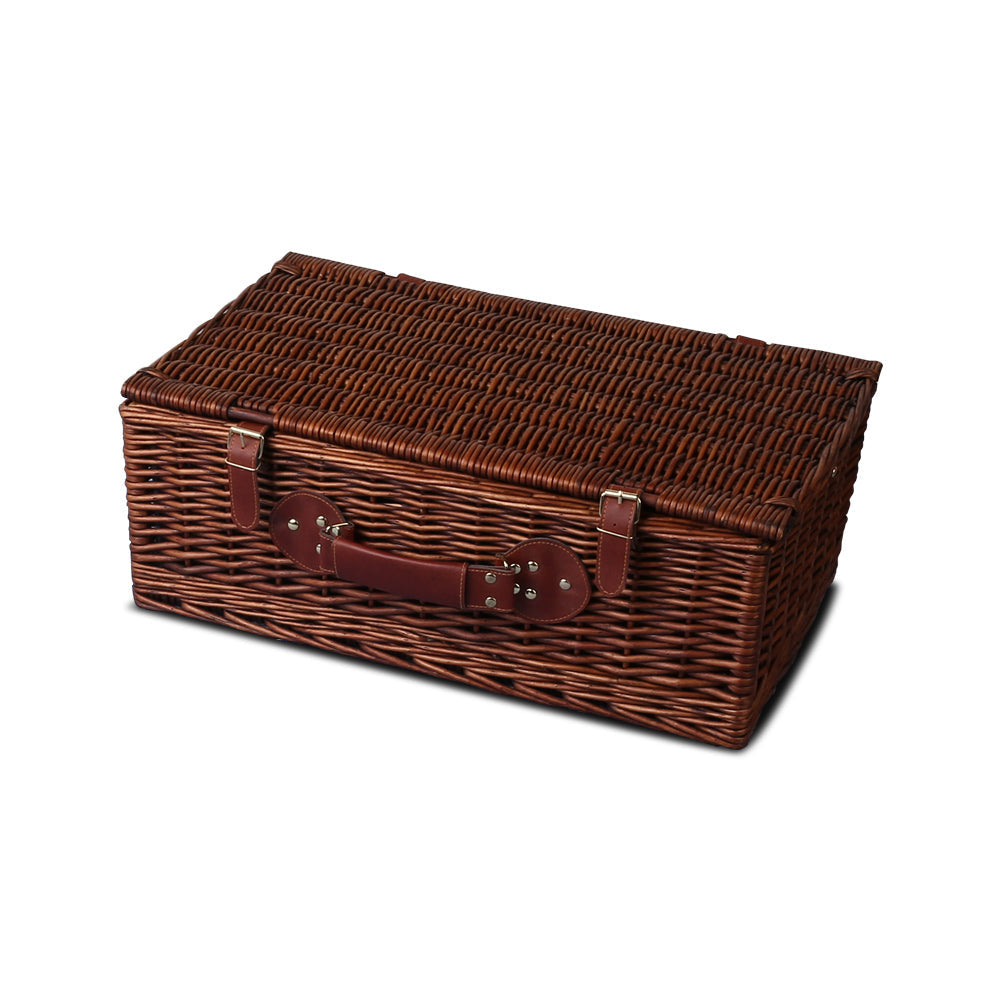 Luxury 4 Person Picnic Basket Baskets Handle Outdoor Insulated Blanket